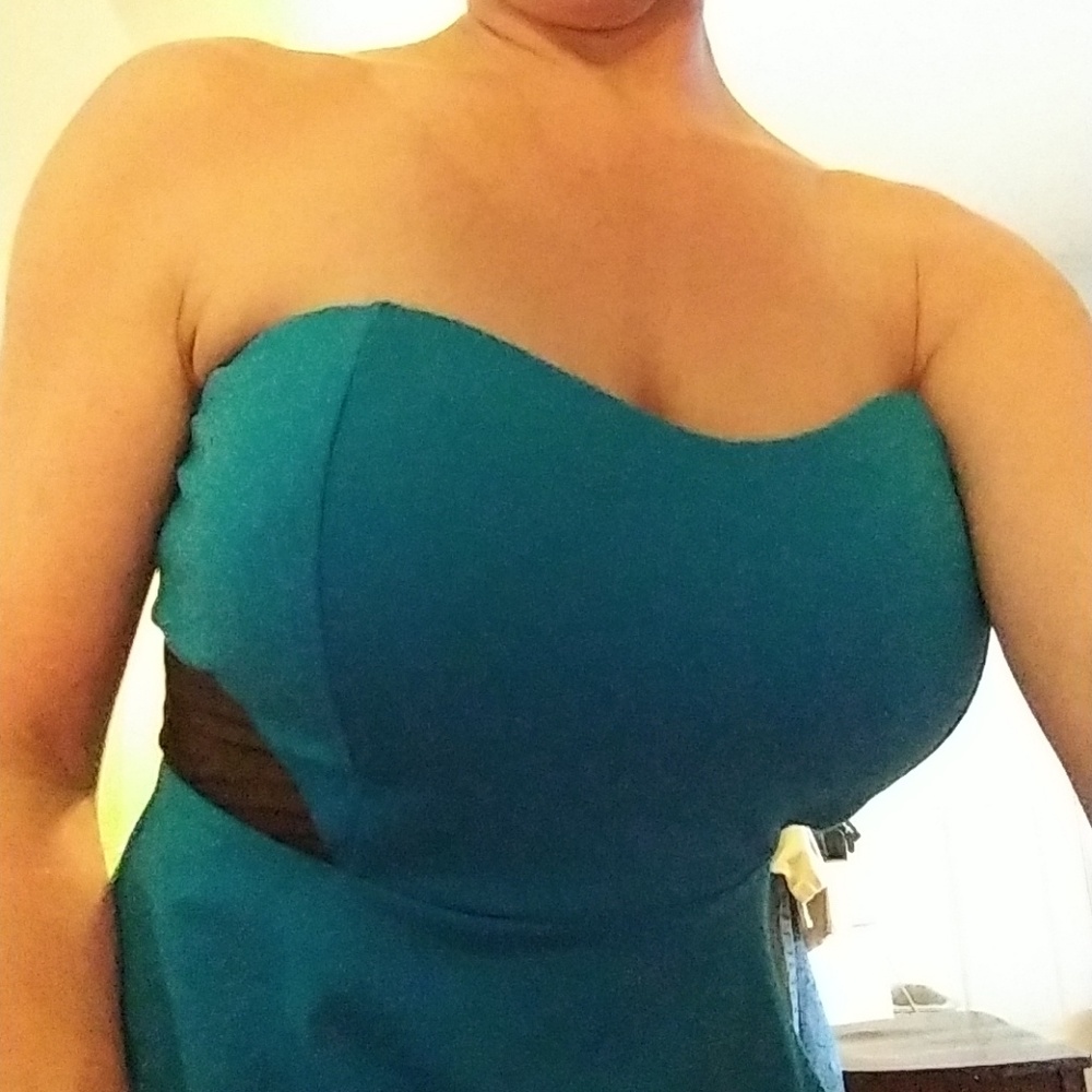 Guess teal strapless party dress sz M